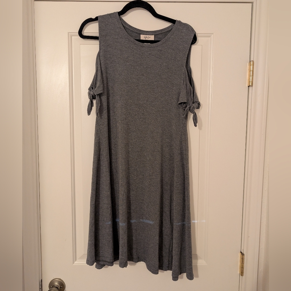 Style & Co. Charcoal Midi Dress with Open Shoulder Sleeves‎